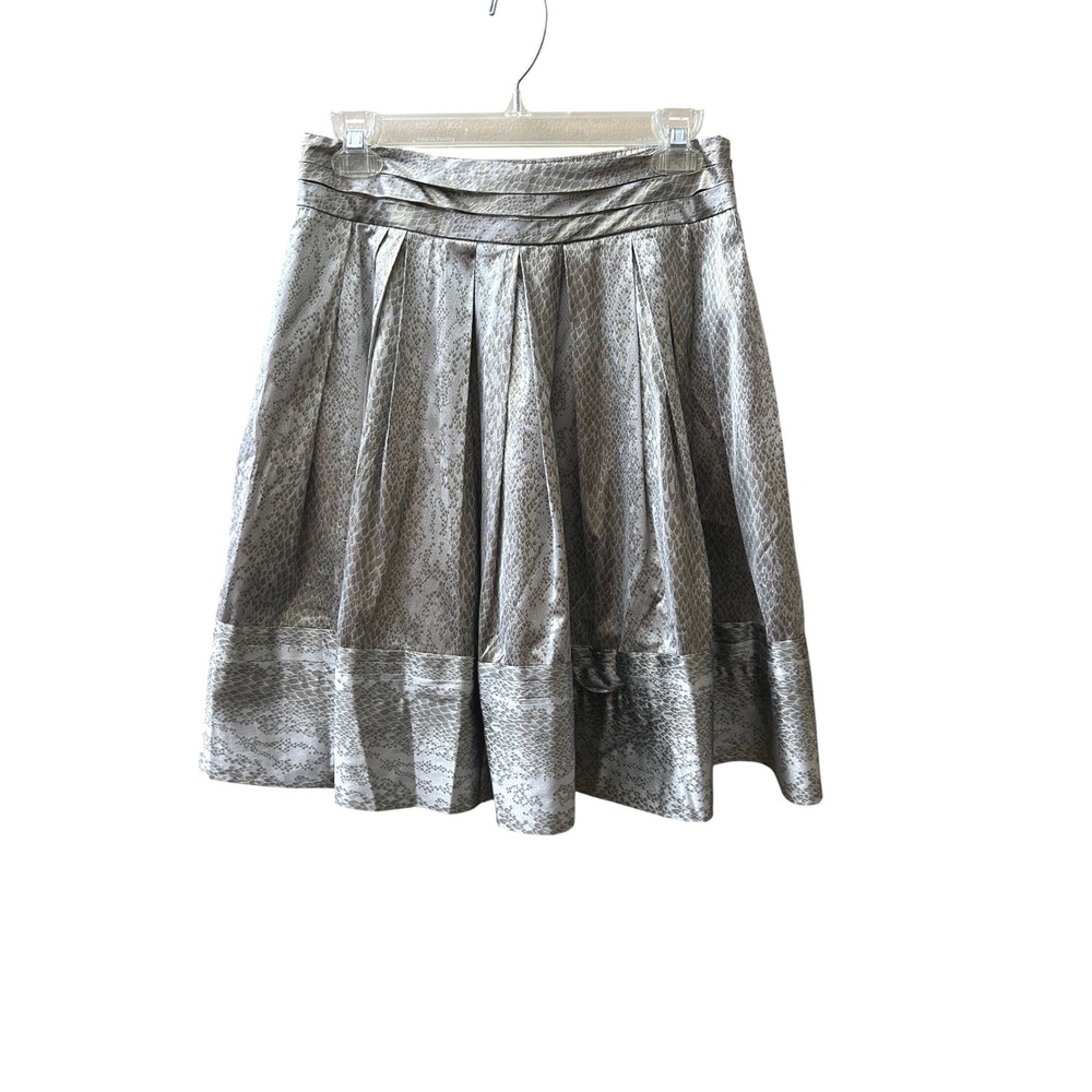 Diane Von Furstenberg Snake‎ Print Pleated Midi Skirt Size 2 Silver